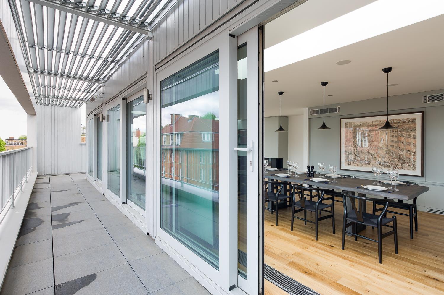 stylish modern large apartment Shoreditch wraparound balcony