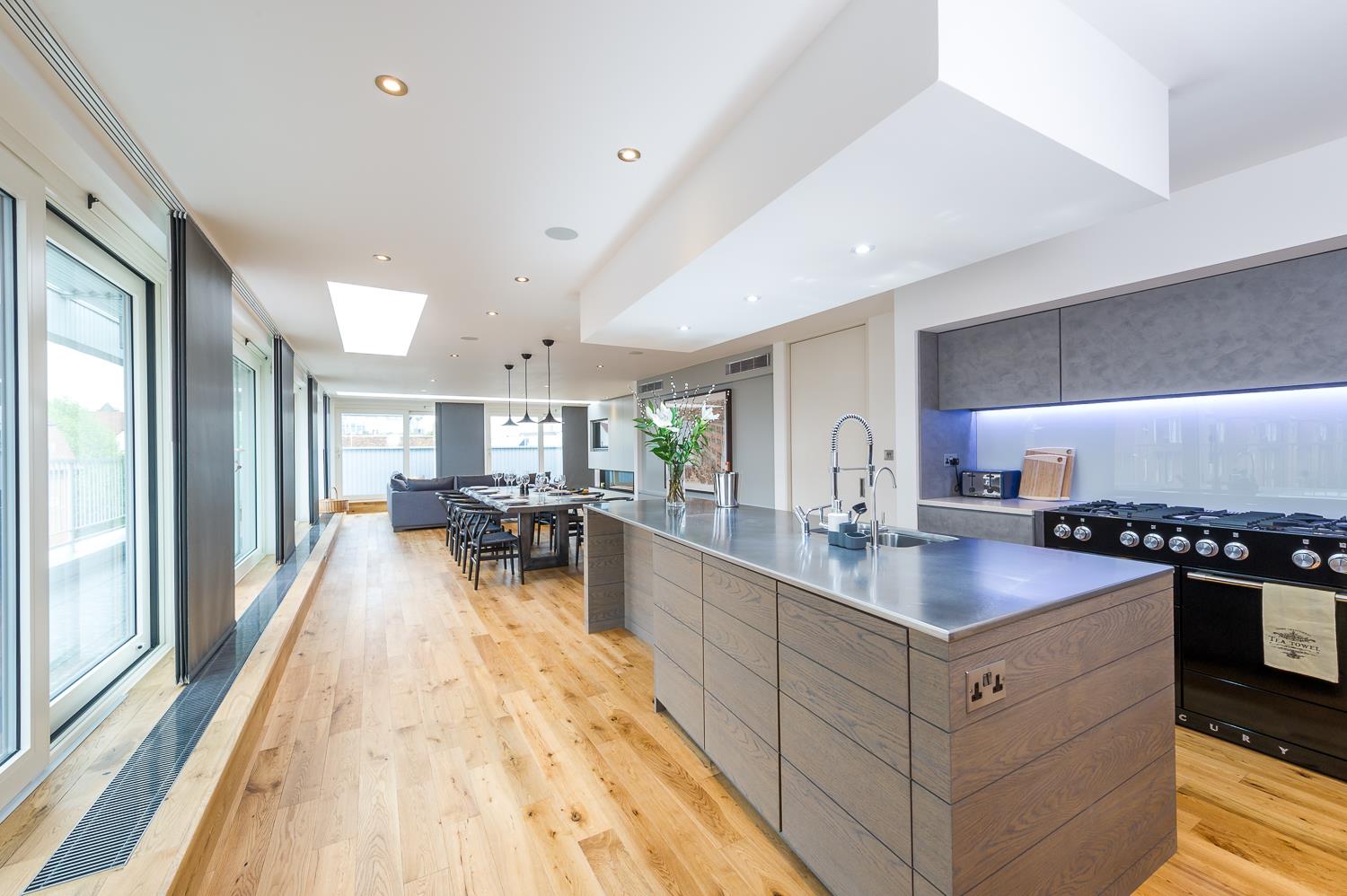 stylish modern large apartment Shoreditch island kitchen 