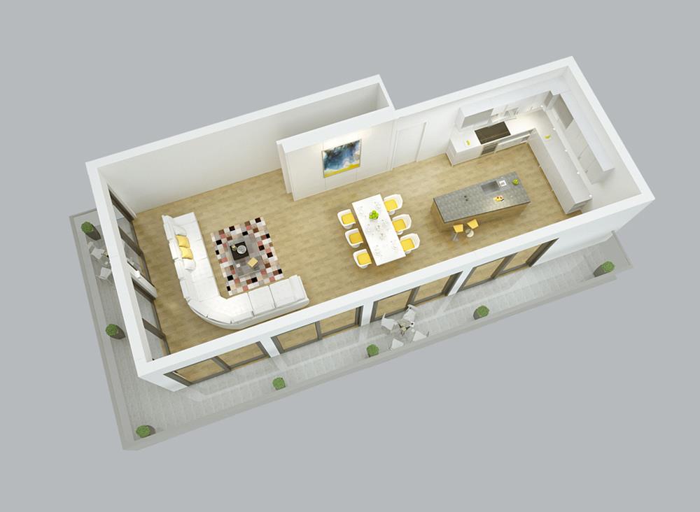 stylish modern large apartment Shoreditch plan layout