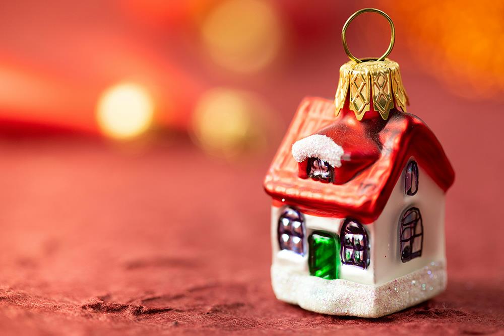 christmas bauble in the shape of a house