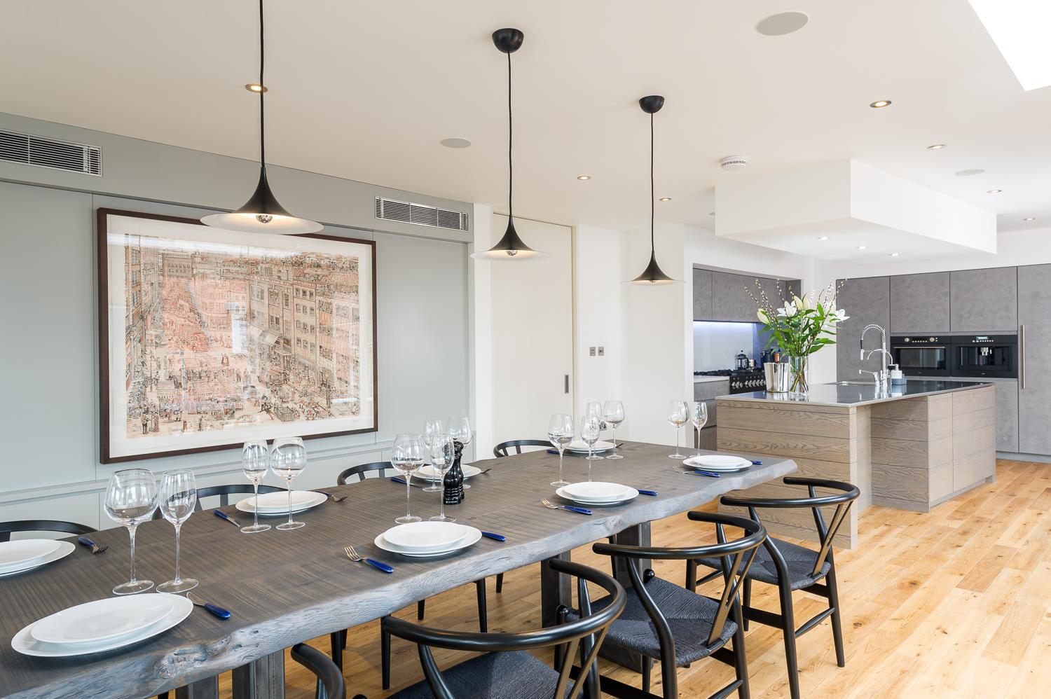 stylish modern large apartment Shoreditch dining area