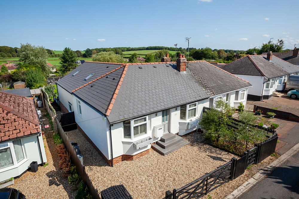 aerial view of a bungalow