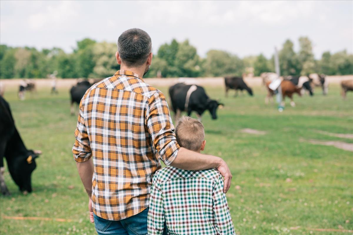 farmer and son. Succession in farming businesses