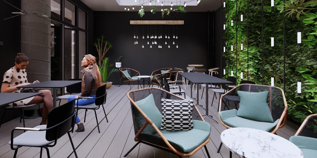 Outdoor seating area, Hackney, Restaurant