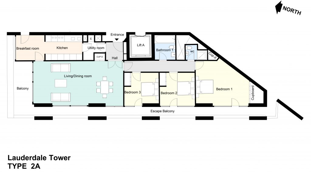 Type 2A Barbican flat
