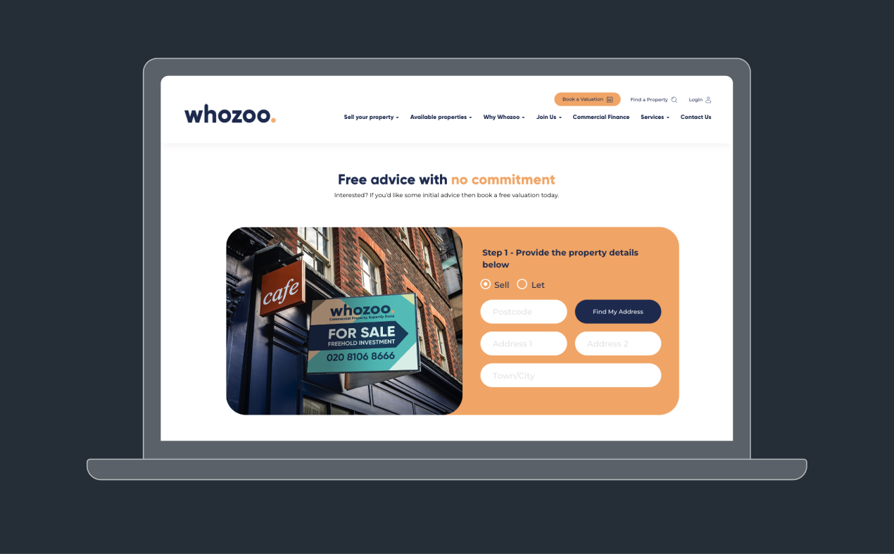 Whozoo Commercial Agent Website - Desktop View