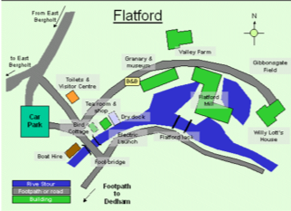 Flatford Mill map. Rural villages.