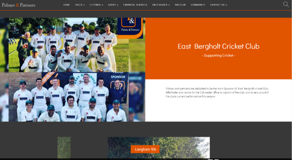 East Bergholt Cricket Club sponsored by Palmer and Partners, Colchester Estate Agents