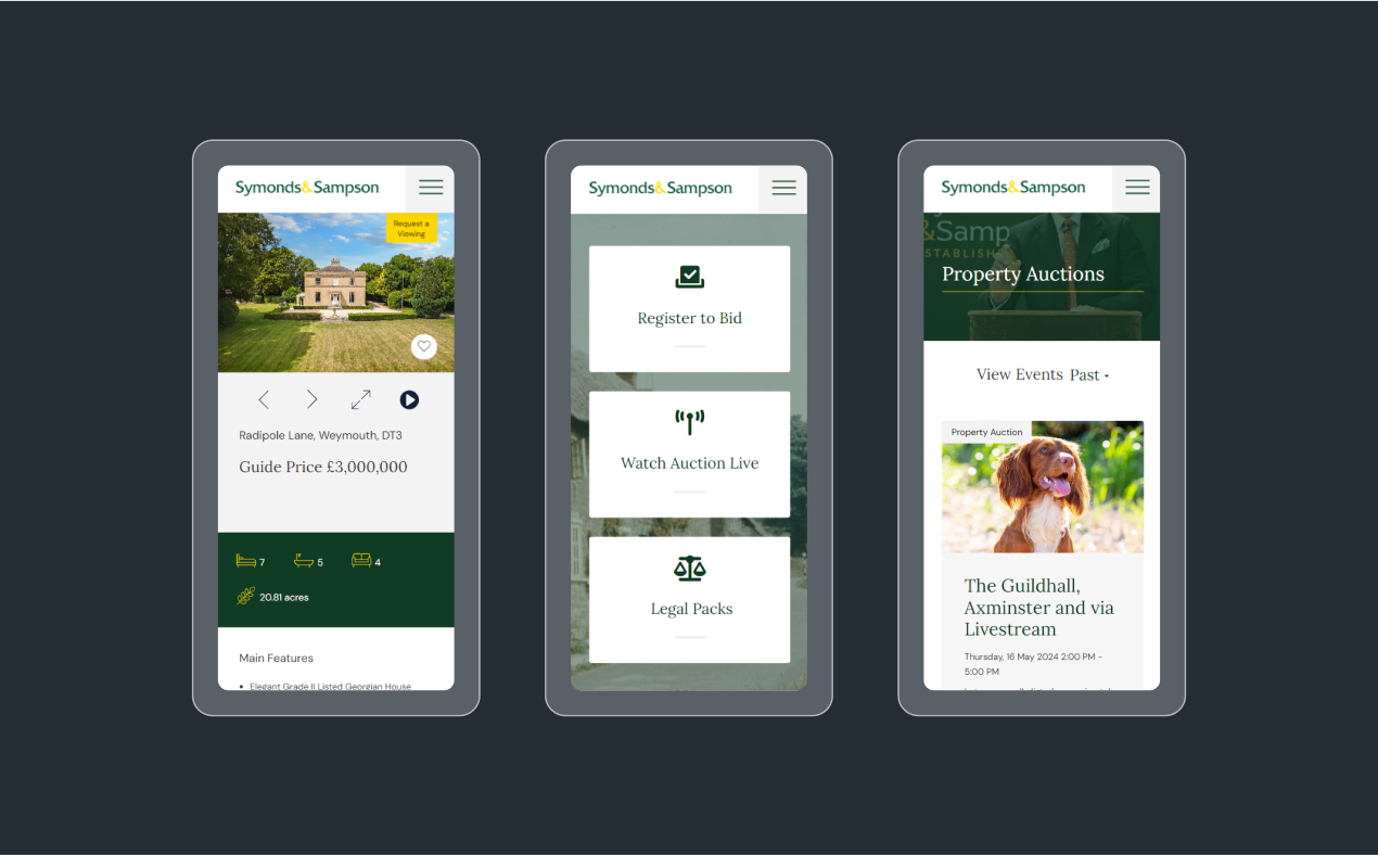 Symonds & Sampson Estate Agent Website - Mobile Views