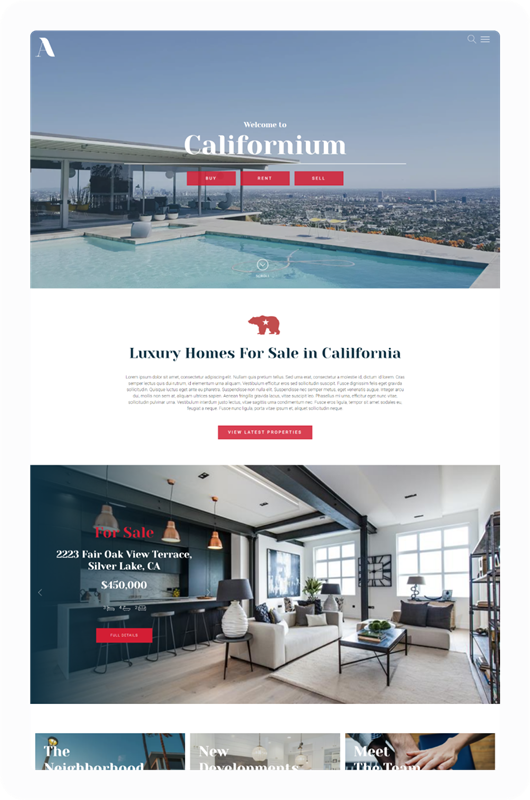 Californium Estate Agent Website Theme