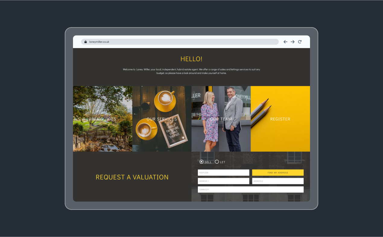 Loney Miller Estate Agent Website - Tablet View