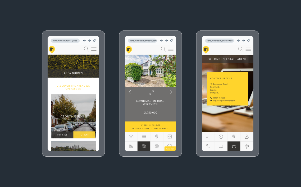 Loney Miller Estate Agent Website - Mobile Views