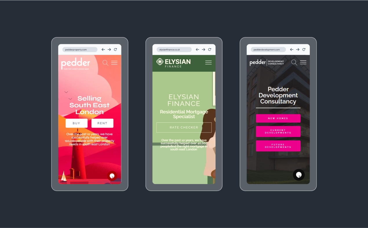The Pedder Group Estate Agent Website - Mobile Views
